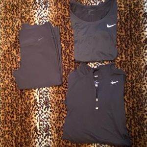 🖤 NIKE DRIFIT BUNDLE of 3 🖤 Half-Zip Running Top, Pants & Short Sleeve Top 🖤